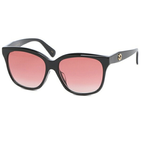 💯 - New- Gucci Sunglasses Women's GG0800SA 002 Black/Red Gradient Lenses 56mm - Picture 4 of 15